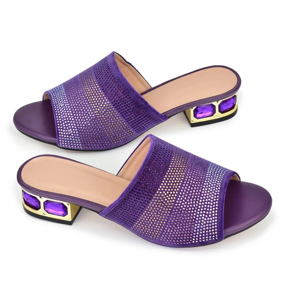 Insightlink Latest Shoes Women Luxury Rhinestone Crystal Pumps 2024 New Fashion Slippers Sandals Party Low Heels Elegant Italian