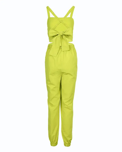Elegant Women's jumpsuit 2024 Summer Fashion Strap Hollow Sexy Off waist Printed jumpsuit