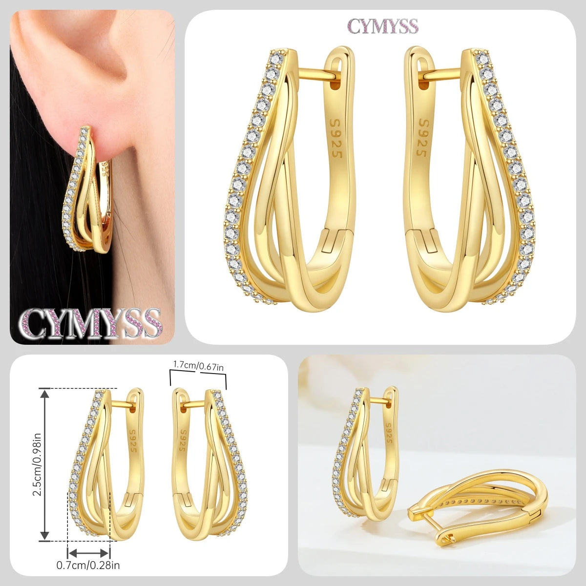 Original 925 Sterling Silver Heart Vintage Luxury Earrings Fashion 18K Gold Hoop Earrings for Women Piercing Jewelry Aretes 2026