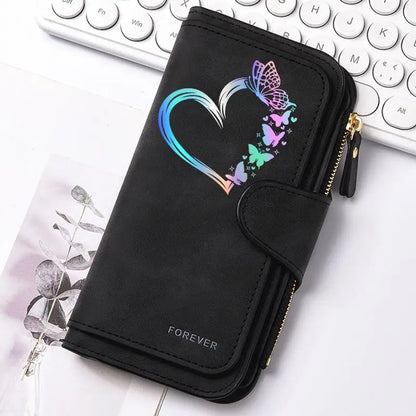 Heart-Shaped Animal Paw Butterfly Print Design Women Wallets Card Coin Wallet for Girls Purse ID Wallets Female Coin Purse Gift