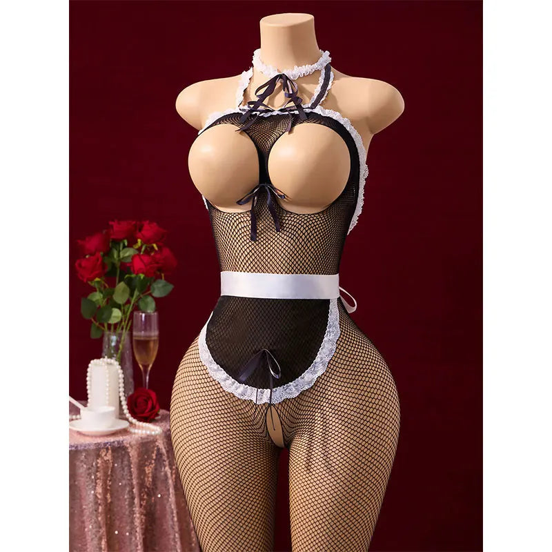 Sexy Leaky Chest Crotchless Curvy Lingerie Sexual Babydoll For Sex 18 Sheer Bodysuit Fishing Net Sleepwear Woman Sexy Outfits