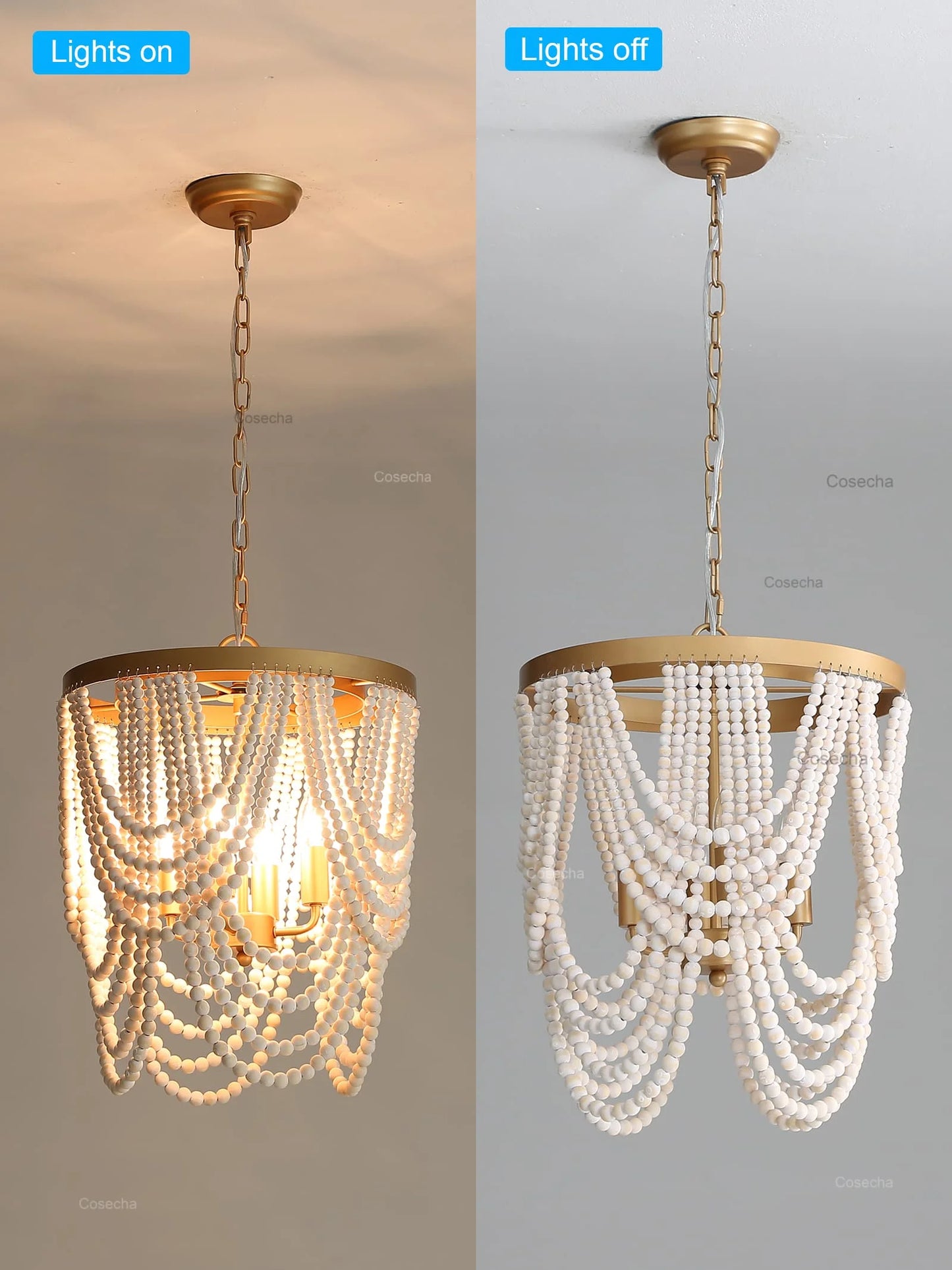 Black French Country Chandelier Large Hanging Lights Dia60 H65cm Living Room Boho Wood Bead Chandelier For Bedroom Dining Room