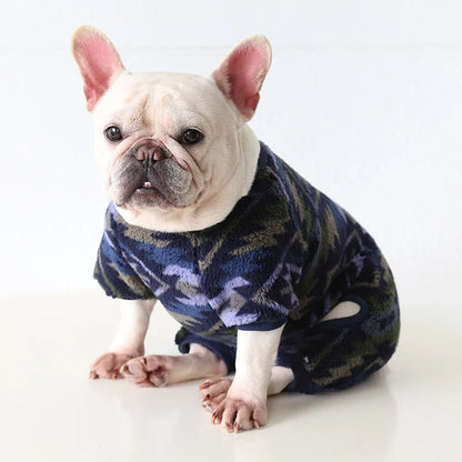 Multi Colors Winter Thick Furry Dog Clothing 4 Legged Fat Dog French Bull Sweatshirts Full Cover Pet Puppy Jumpsuit