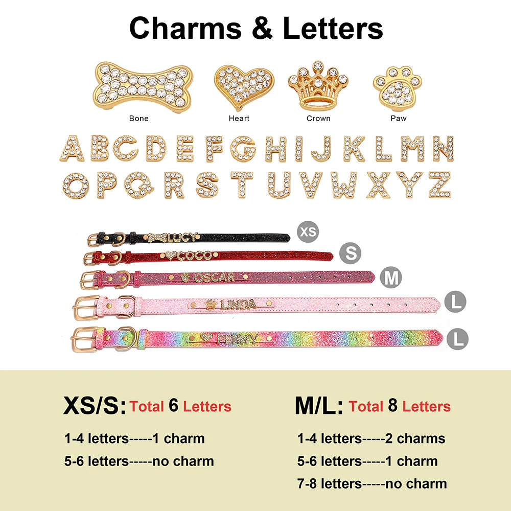 Personalized Small Dogs Chihuahua Collar Bling Rhinestone Dog Collars Free Custom Pet Dogs Cats Name Charms Pet Accessories