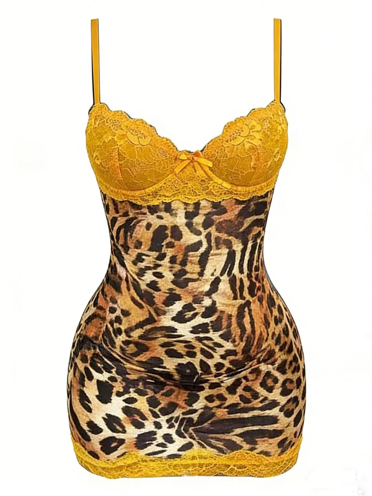 HLJ&GG Sexy Leopard Print Lace Spaghetti Strap Bodycon Mini Dresses Women Sleeveless Backless Slim Vestidos Summer New Clothing