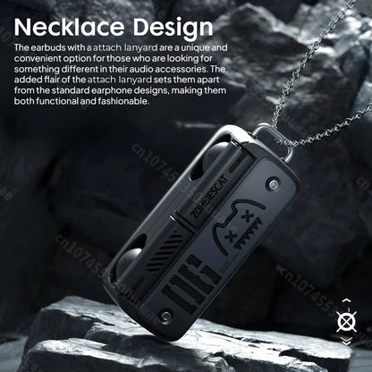 Zombies Cat B8 TWS Wireless Earbuds Necklace Design Bluetooth 5.4 Headphone ENC Call Noise Reduction Wireless Earphones with Mic