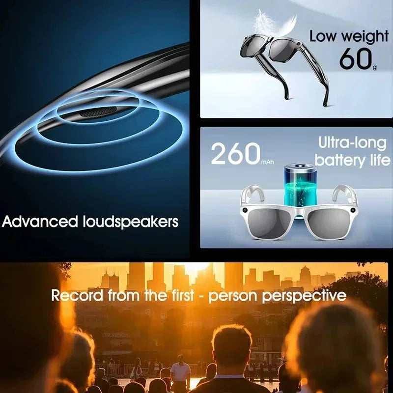 8K AI Smart Glasses With 100MP Camera Chat GPT Touch Sport Sunglasses Bluetooth Call Video Music Player ForMen Women