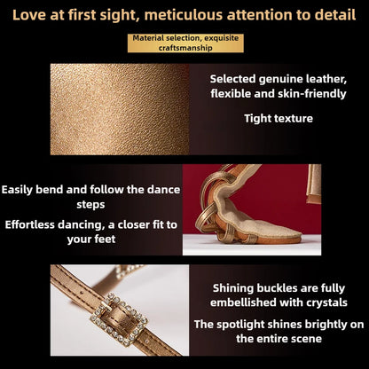 UK Latin Dance Shoes Women's Professional Mid Heel Flexible Sole for Cha Cha Ballroom Practice