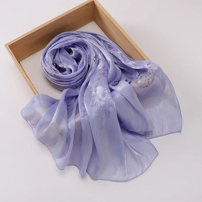 Elegant Embroidery Glitter Shimmer Hijab Shawl Pleated Glitter Chiffon Shawl Lightweight Crinkle Flowy Plain Hijab Scarves