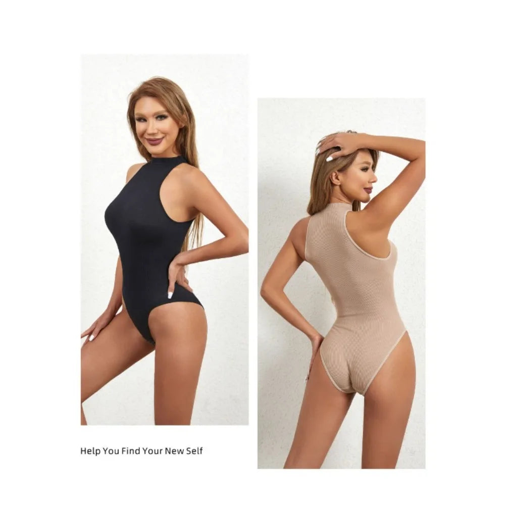 Women's SleevelessOuterwear withA Bottom Layer and Buckle for BodyShaping and Abdominal Compression One-piece T-shaped Shapewear