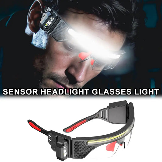 Smart Sensor LED Glasses Lamp Dual Color Light Protective Goggles USB Charging Long Lasting IPX6 Waterproof For Working Fishing