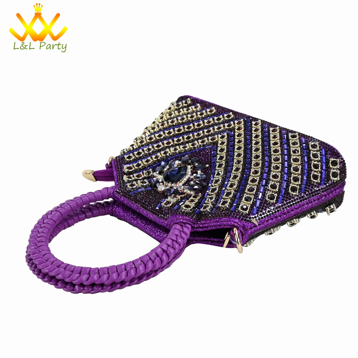 Orange Color New Arrivals Italian Design Nigerian Women Shoes and Bag Set Pointed Toe Slipper with Shinning Crystal for Party
