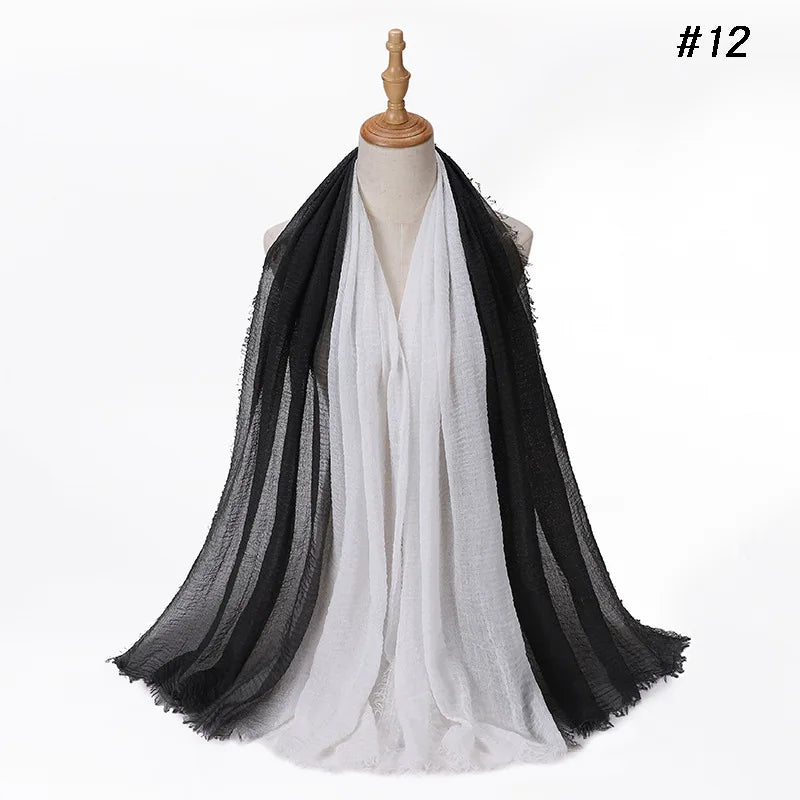180*90cm Gradient Cotton Linen Women Muslim Hijab Scarf Woman Islamic Arab Shawl Wrap Head Scarves Ready To Wear Headscarf