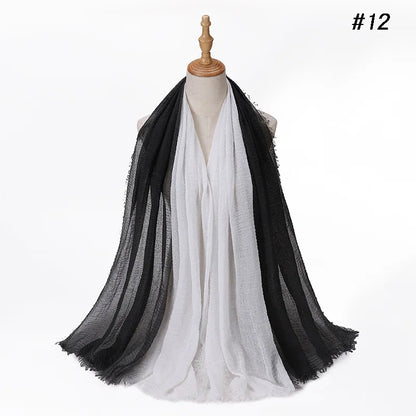 180*90cm Gradient Cotton Linen Women Muslim Hijab Scarf Woman Islamic Arab Shawl Wrap Head Scarves Ready To Wear Headscarf