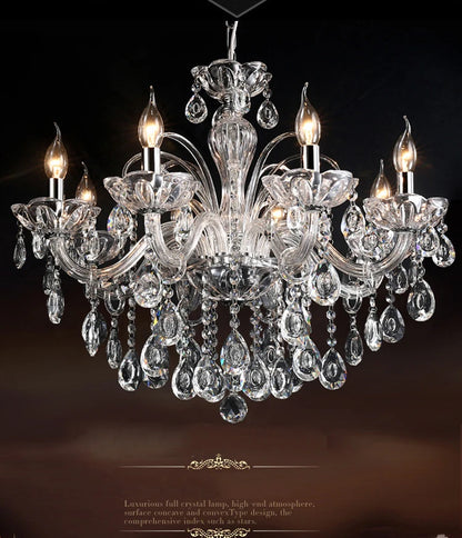 New Modern Candle Cognac Color Crystal Chandelier Living Room Large Light Atmosphere Restaurant Bedroom Lobby Hotel Hanging Lamp