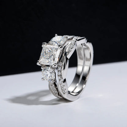 Carnica Luxury 925 Sterling Silver 1CT Real Moissanite Ring for Women Sugar Cube Pull-twist Arm GRA Diamond Wedding Jewelry Gift