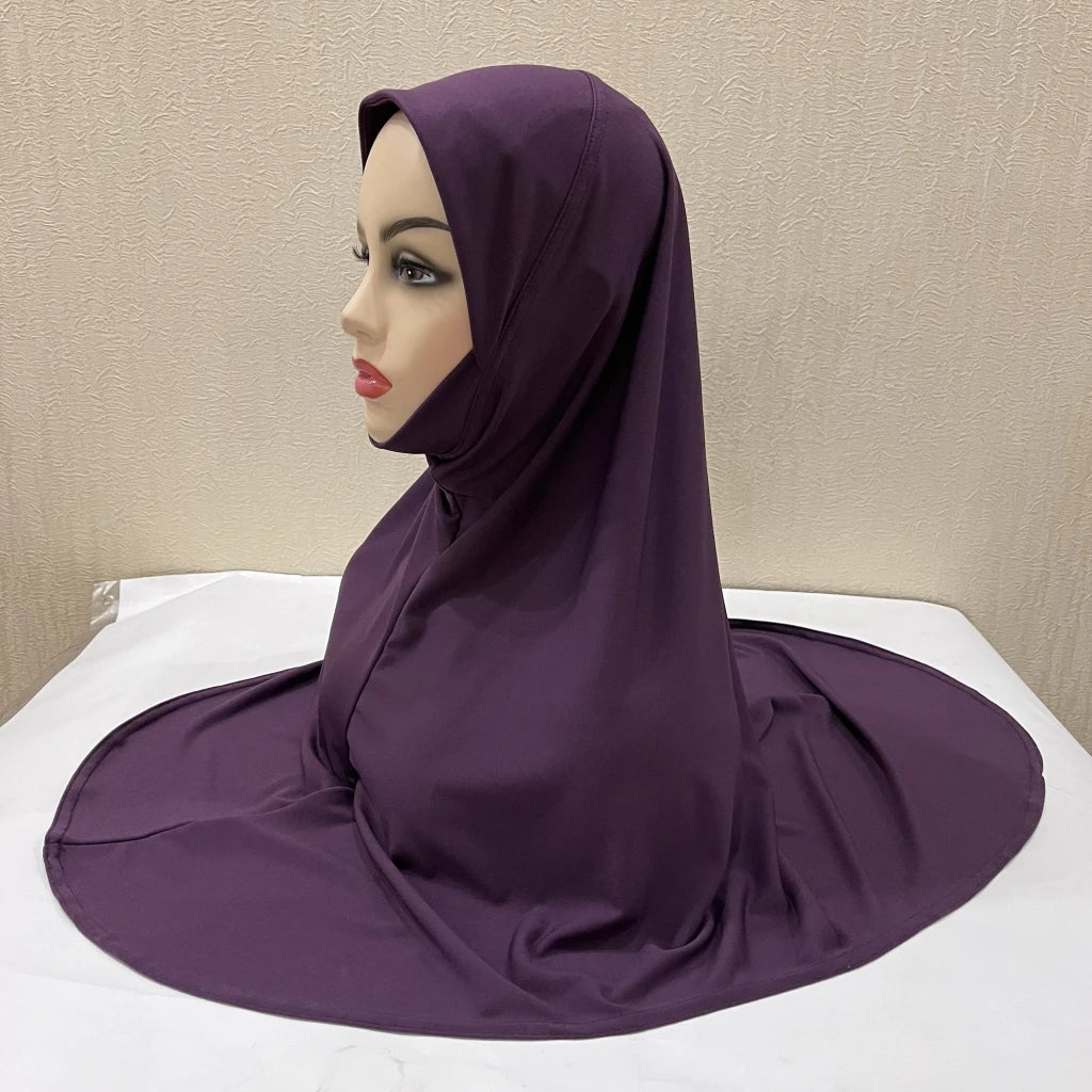 H124 Adults high quality big size muslim hijab scarf with chin part islamic headscarf hats armia pull on headwrap turban caps