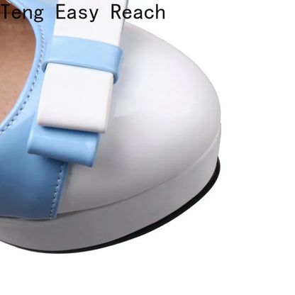 New Platform Square High Heel Women Pumps Sweet Butterfly Knot Women High Heel Shoes Mixed Color Party Women's Shoes