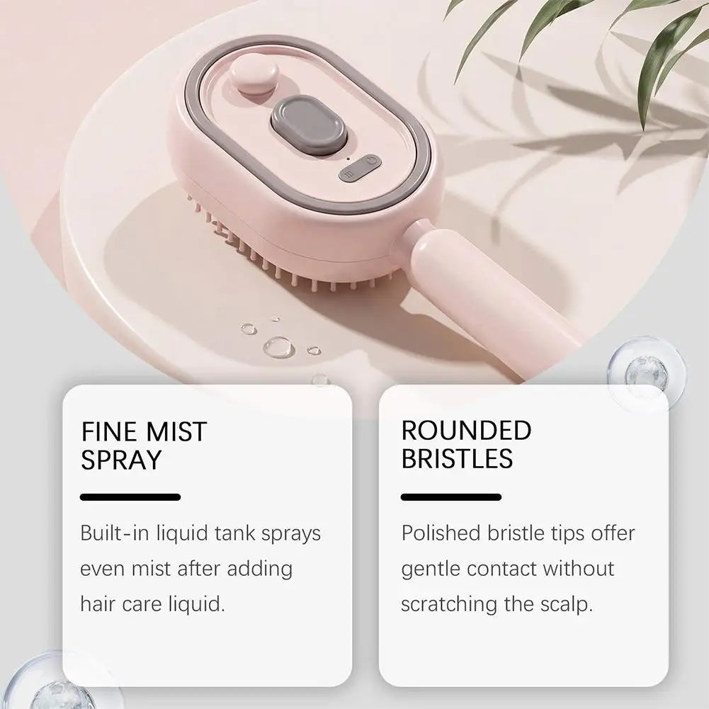 New Electric Hair Care Spray Massage Comb Self Cleaning Steam Essential Oil Brush Hair Oil Applicator Scalp Massager For Women
