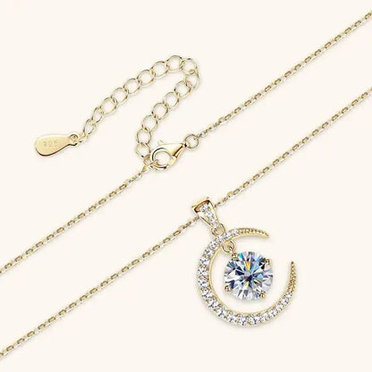 2CT D Color Moissanite Star Moon Pendant Necklace For Women 925 Sterling Silver Luxury Sparkling Jewelry Party Gift