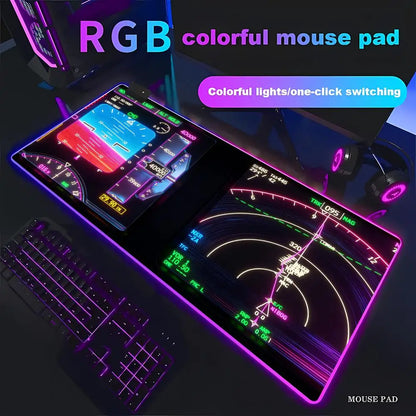 RGB Desk Mat Aviation Theme Mouse Pad Large Rubber Anti-slip Aircraft Dashboard HYBXAXC Office and Gamr Keyboard Mats Decor Mat