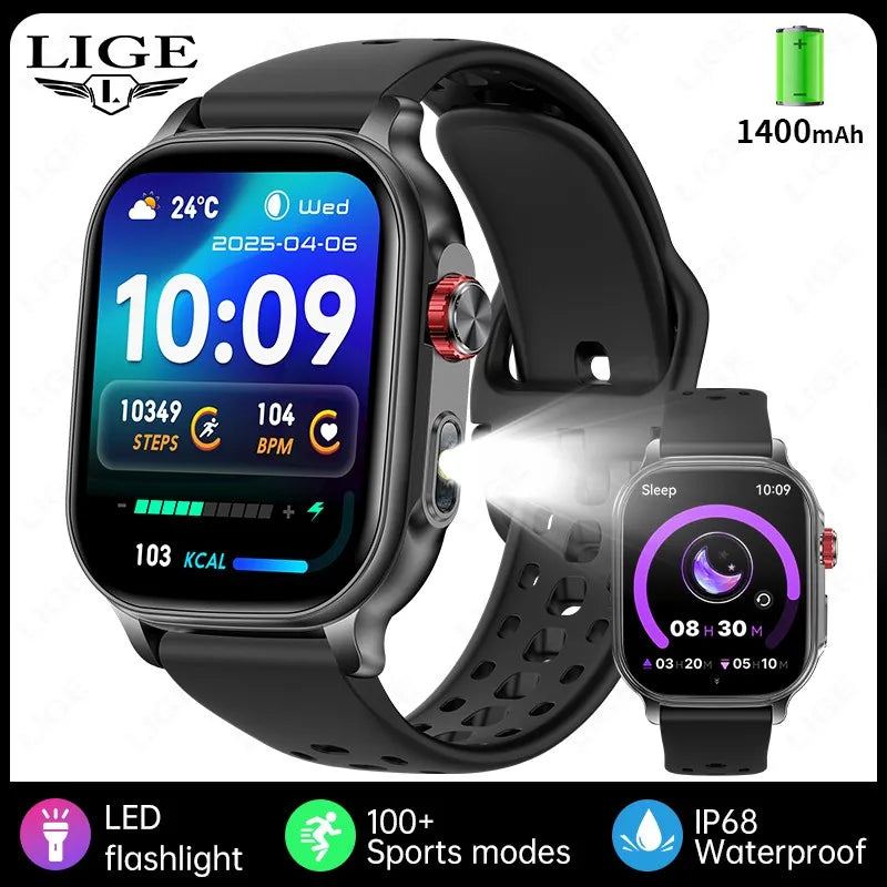 2026 New Sport Smart Watch 1400mAh Battery Fitness Tracker IP68 Waterproof Heart Rate Bluetooth Call Health Smartwatch Men Women