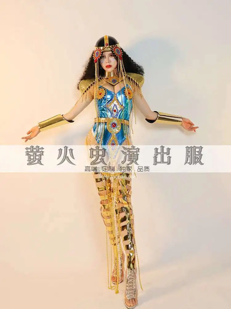 Firefly Bar Gogo Performance Costume for Women New Gold Egyptian Pharaoh Queen Exotic Style Elegant Stage Outfit
