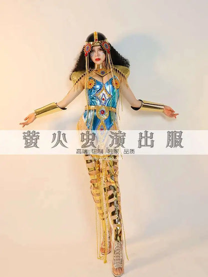 Firefly Bar Gogo Performance Costume for Women New Gold Egyptian Pharaoh Queen Exotic Style Elegant Stage Outfit