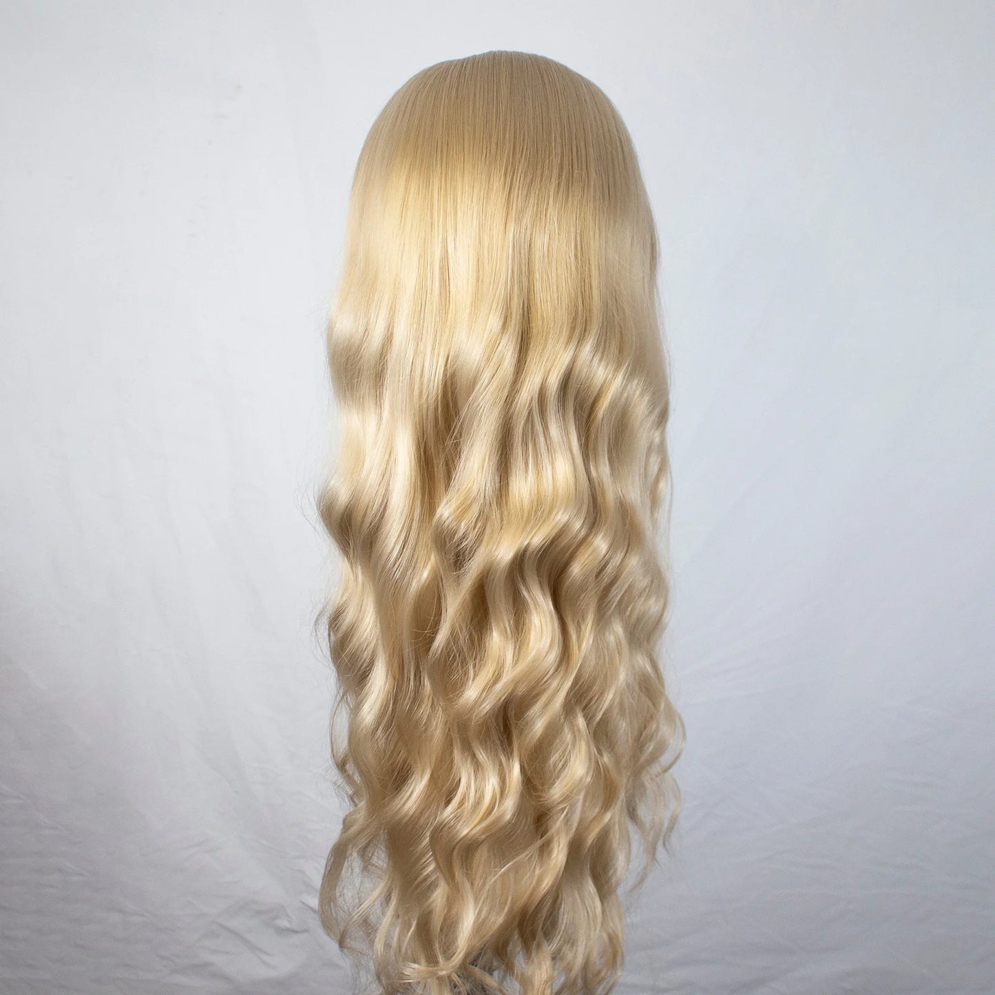Honey Blonde Long Wavy Synthetic Lace Front Wig for Women Free Part Loose Curly Hair Heat Resistant Fiber Wigs for Daily Party