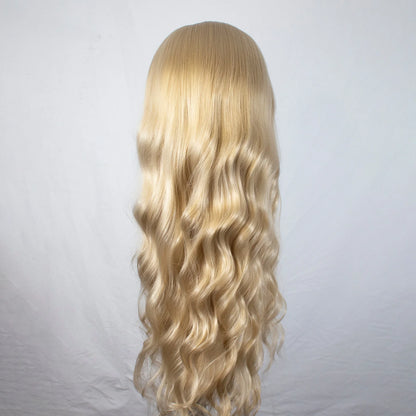 Honey Blonde Long Wavy Synthetic Lace Front Wig for Women Free Part Loose Curly Hair Heat Resistant Fiber Wigs for Daily Party