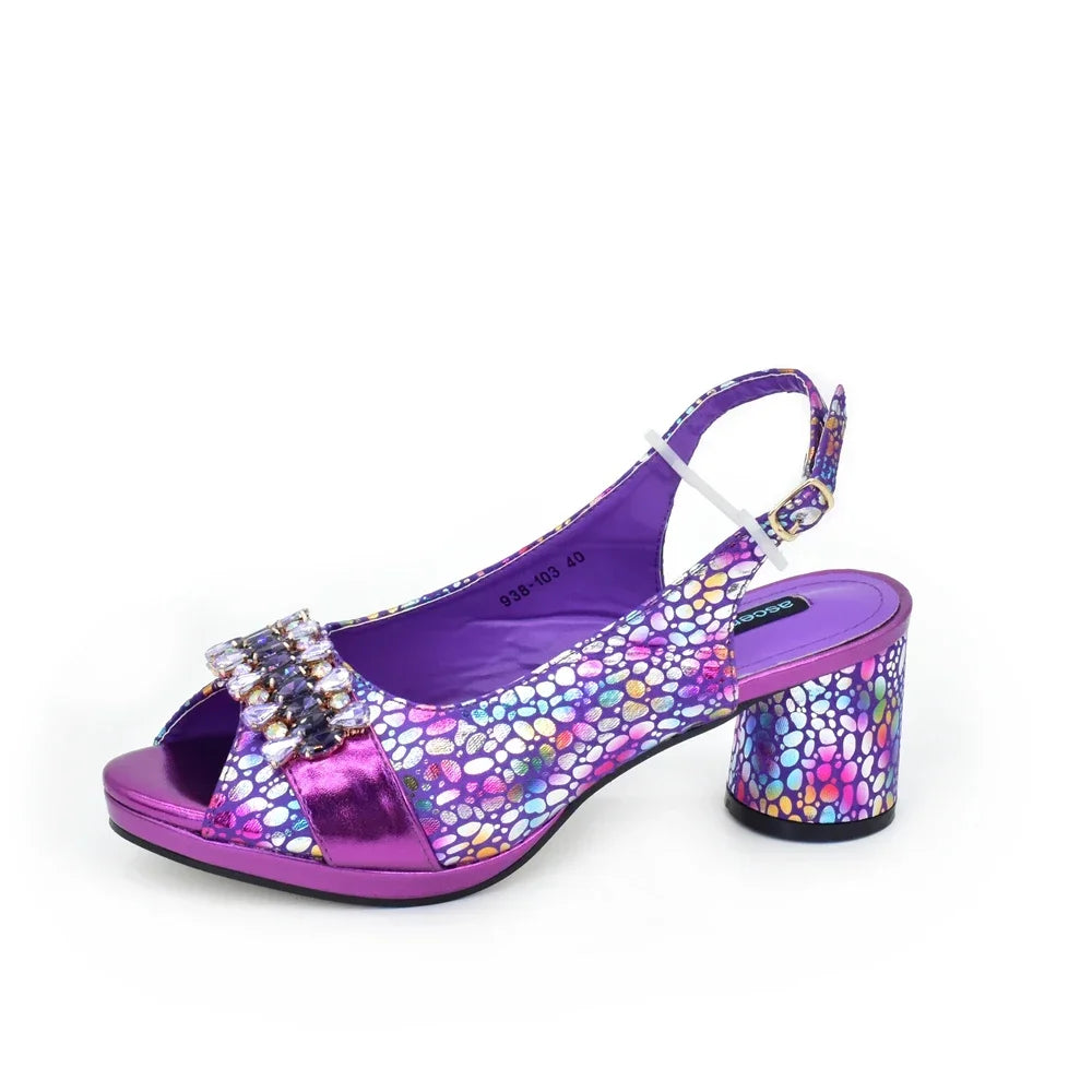 New Arrival Shoe and Bag Set for Party in Women Italian Elegant Woman Heeled Shoes for Wedding Full Rhinestone Wedding Pumps