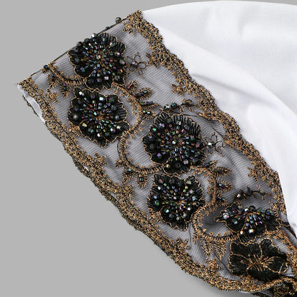 Luxury Embroidery Lace Turban Cap Muslim Women Floral Rhinestone Modal Head Cover Hat Islamic Headwear Bonnet Female Head Wraps