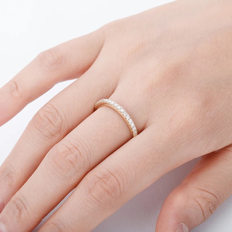 Moissanite Ring 100% Pass Diamond Tester Pen Matching Wedding Diamond Band for Women 925 Sterling Silver Female Single Tail Ring