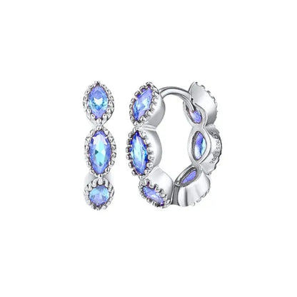 925 Sterling Silver Needle Light Blue Zircon Stud Earrings for Women Fashion Blue Enamel Pendant Earrings Luxury Jewelry Gifts