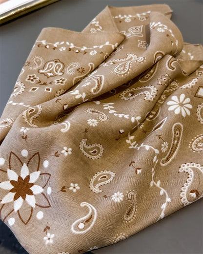 70*70cm Luxury Cashew Square Scarves For Women Soft Stain Neck Scarf Shawl Warp Elegant Neckerchief Bandanas Paisley Print Hijab