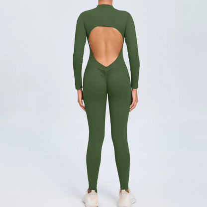 2026 Pad Zipper Long Sleeve Yoga Set Women One Piece Jumpsuit Gym Workout Shorts Fitness Bodysuit Sports Athletic Suit XP358