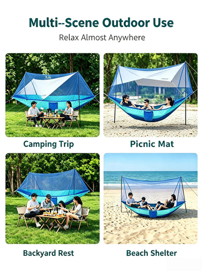 Outdoor Double Hammock with Mosquito Net Lightweight Portable Anti Bug Hammock Fast Install for Camping Hiking Travel Backyard