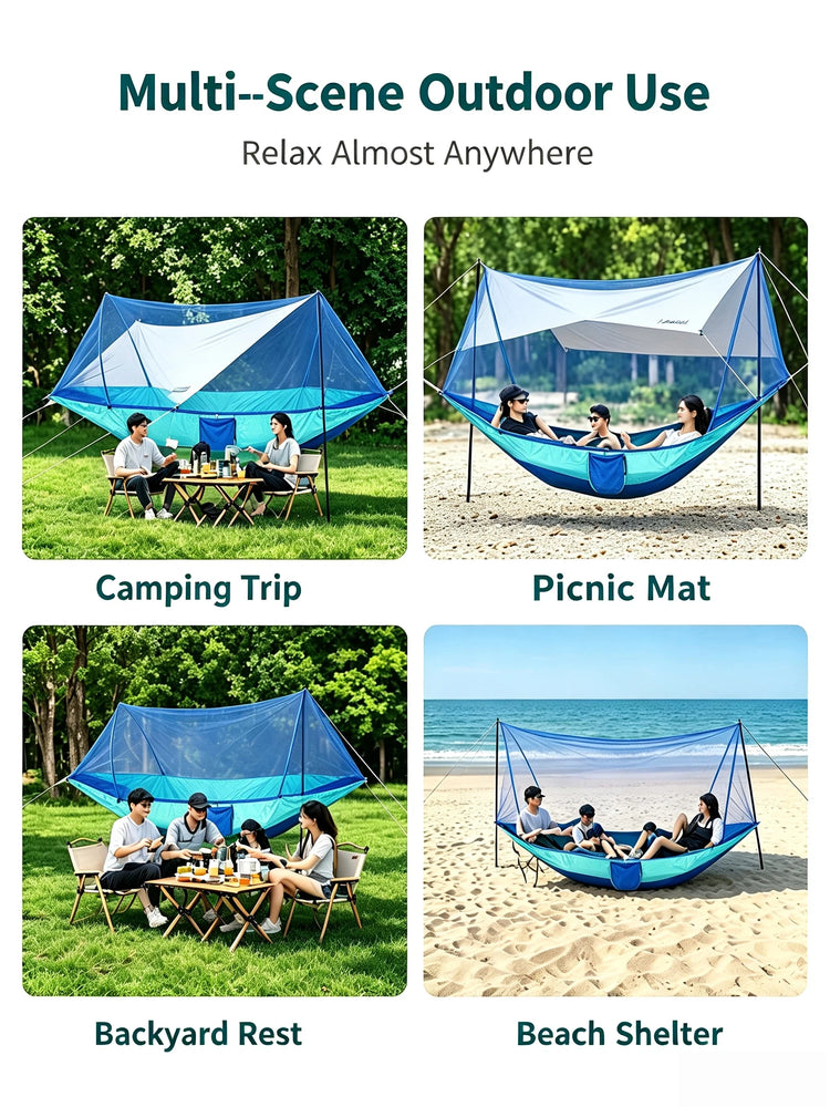 Outdoor Double Hammock with Mosquito Net Lightweight Portable Anti Bug Hammock Fast Install for Camping Hiking Travel Backyard