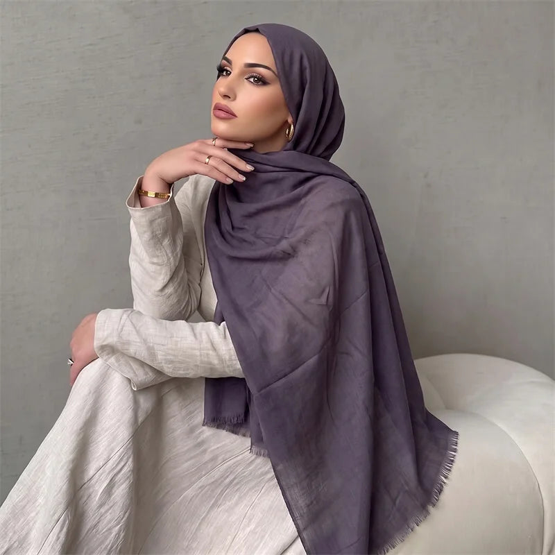 New Long Scarf Women Cotton Scarf Beach Hijab Shawls and Wraps 2026 Luxury Brand Solid Color  Echarpe Designer