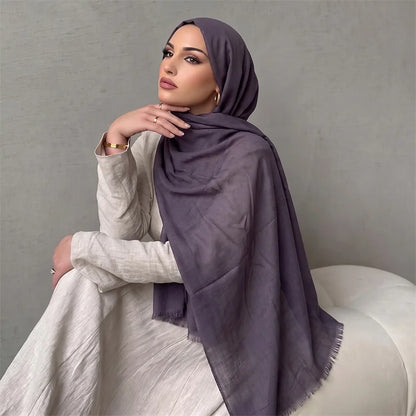 New Long Scarf Women Cotton Scarf Beach Hijab Shawls and Wraps 2026 Luxury Brand Solid Color  Echarpe Designer