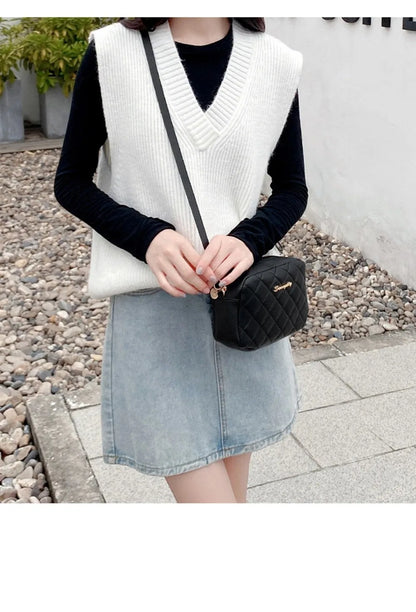 2025 New Small Messenger Bag For Women Trend Lingge Embroidery Camera Female Shoulder Bag Fashion Chain Ladies Crossbody Bags