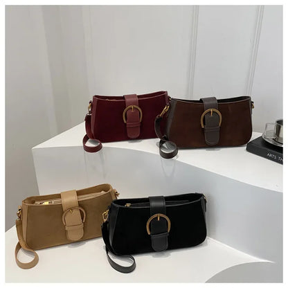 Woman Faux Suede Underarm Shoulder Bag Zipper Fastener Fashionable Cross Body Bags for Small Square Bag Suitable Daily Outfit