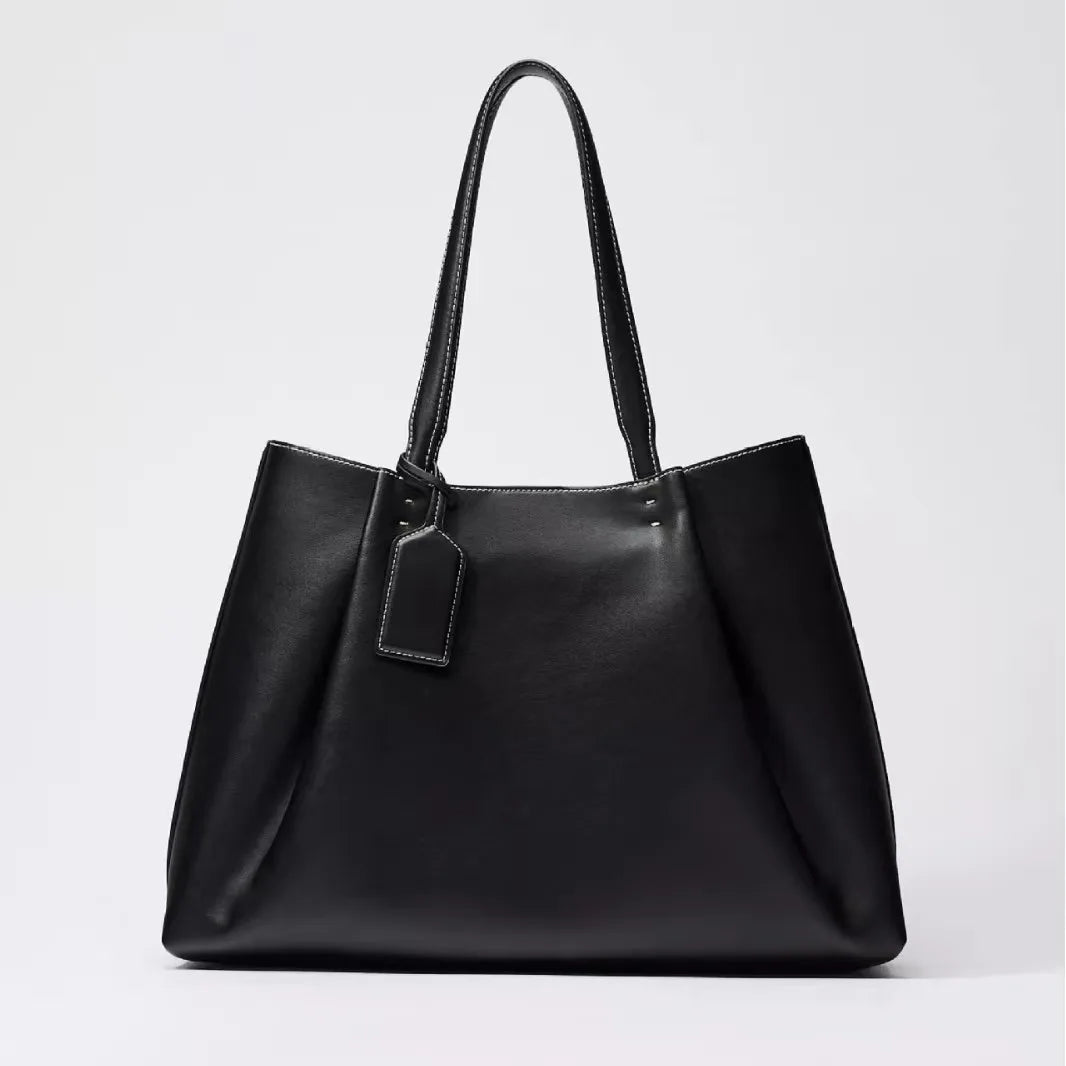 CLIP TOTE BAG, Women's Fashion Luxury Handbag Design, Pure Color Contracted and Single Shoulder Bag, Senior PU Leather Handbags