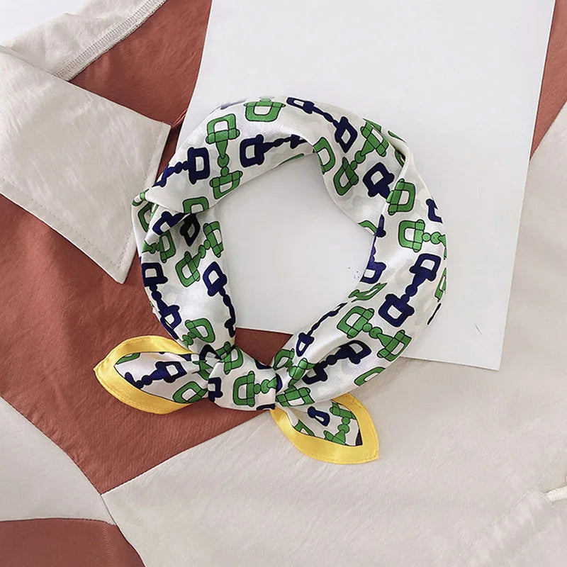 Silk Scarf For Bag Lady Neck Tie 100% Silk Scarf Luxury Brand Print Flower Stripe Plaid Dot Bandana Hair Tie Handkerchief Gifts