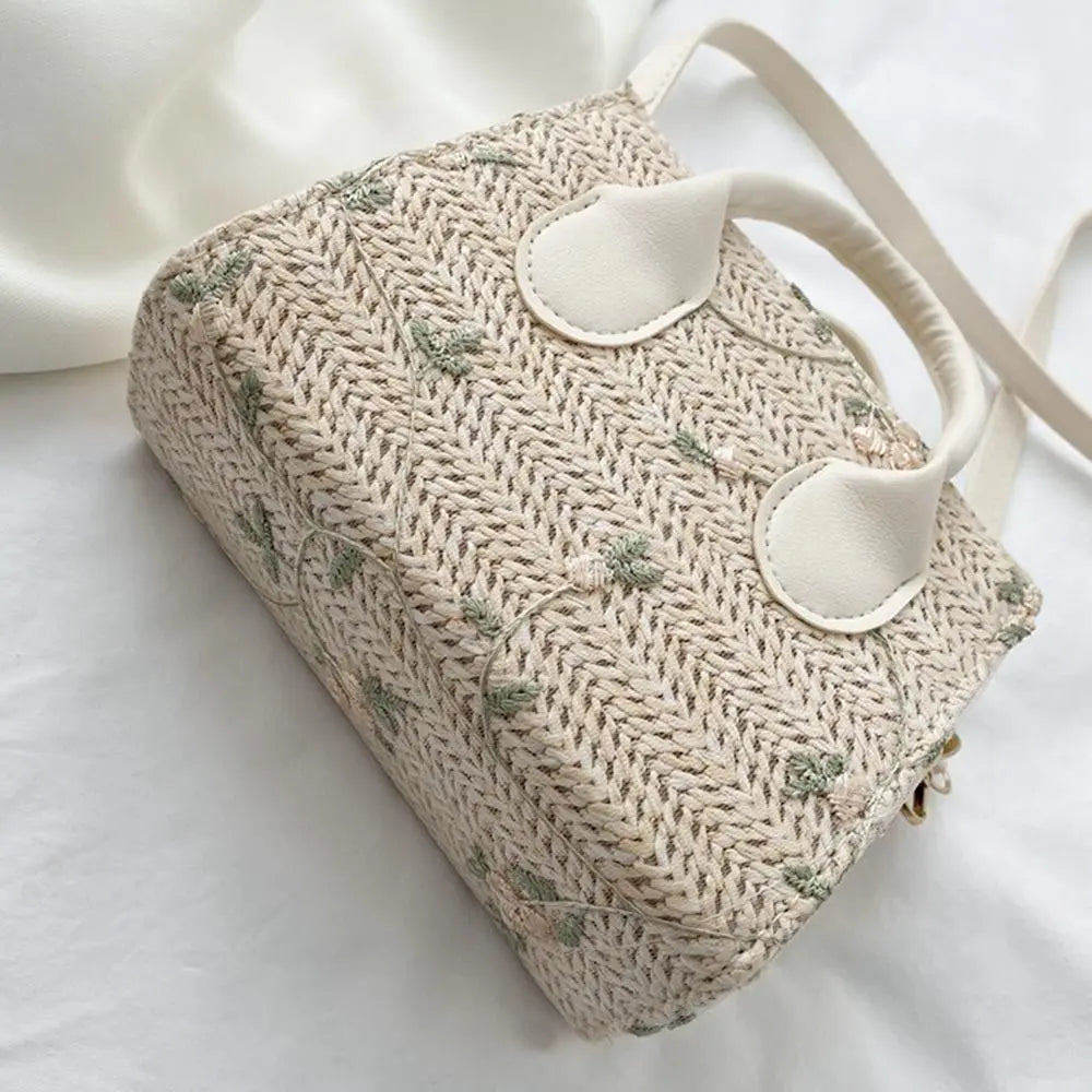 Fashion Women Summer Straw Bag Girls Shoulder Bags Casual Handbag Solid Color Crossbody Bags