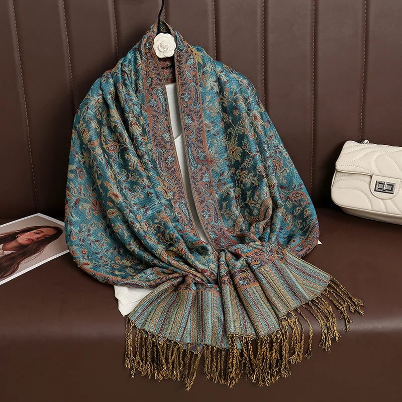 2024 Luxury Brand Cashmere Women Scarf Printed Winter Warm Shawl and Wraps Pashmina Bandana Long Jacquard Paisley Female Foulard