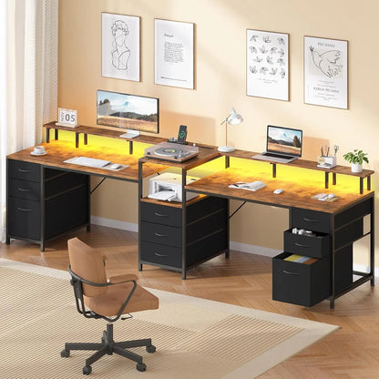 98 Inch 2 Person Desk with 9 Drawers and Outlets for Home Office ＆ Gaming | 2 Person Workstation with Storage, Double, Custom