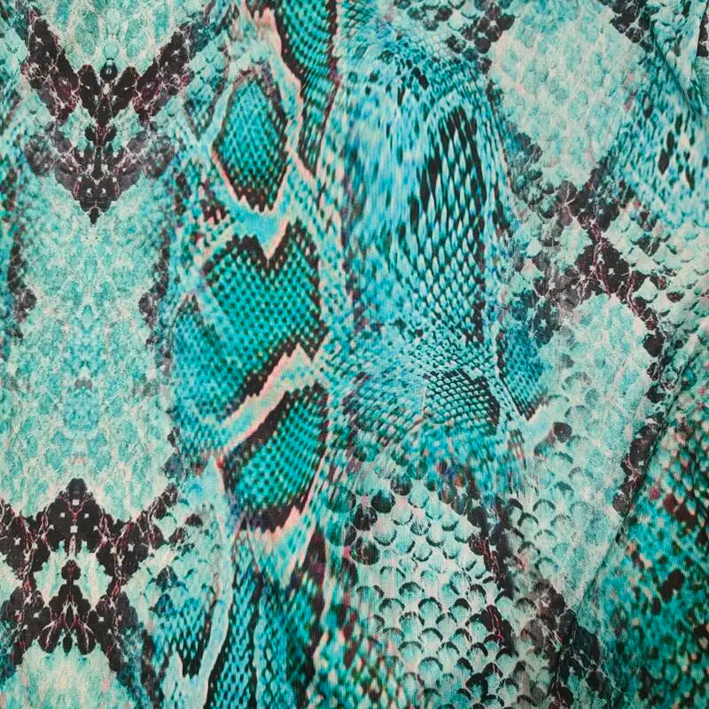 Turquoise Snake Print Long Sleeve One Piece Swimsuit Front Zipper Guard Sportswear High Cut Monokini For Women Summer Surfing