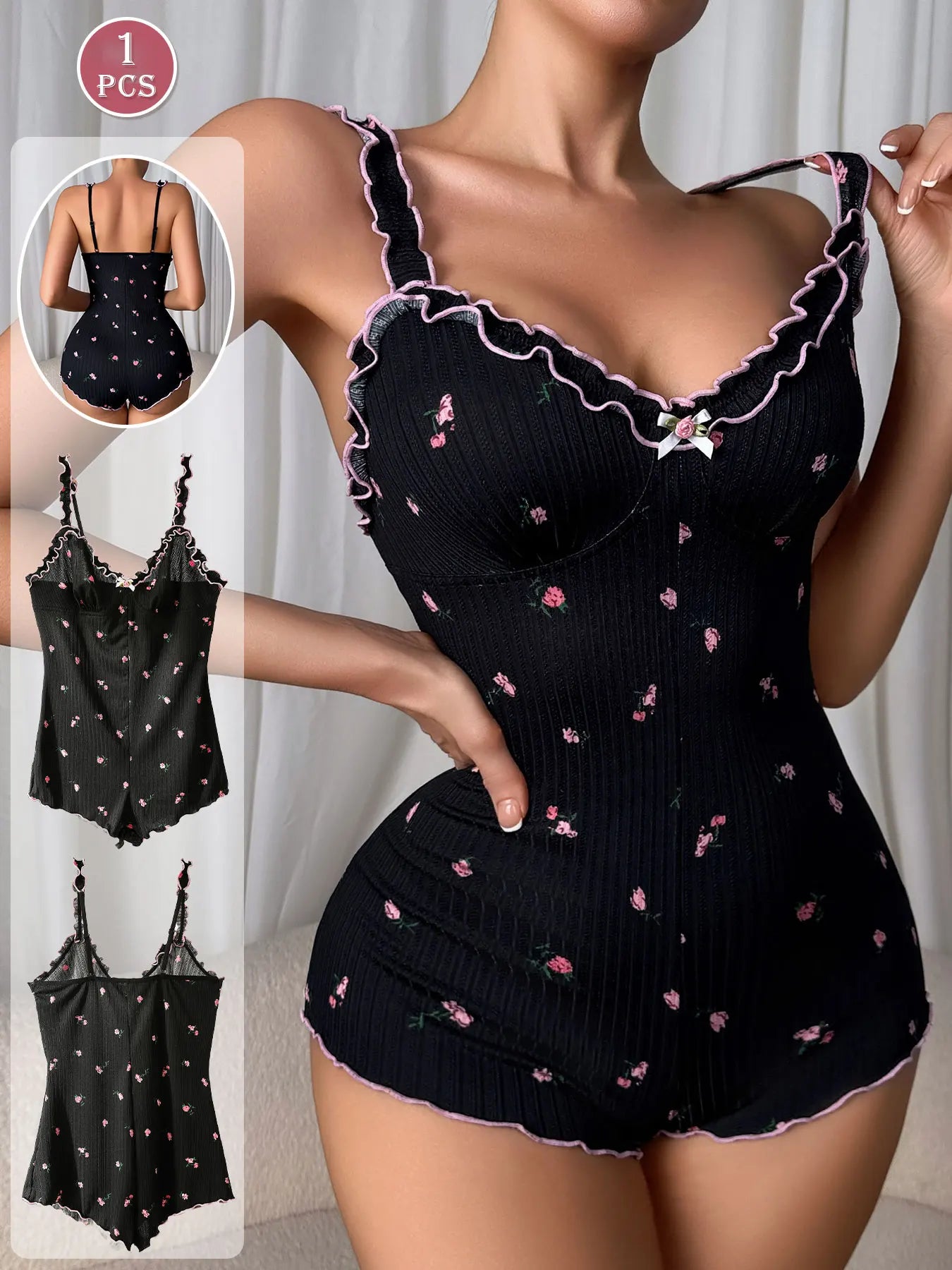 Women's One-Piece Sleeveless Pajama Jumpsuit, Suitable for Sleeping and Casual Wear, Women's Loungewear