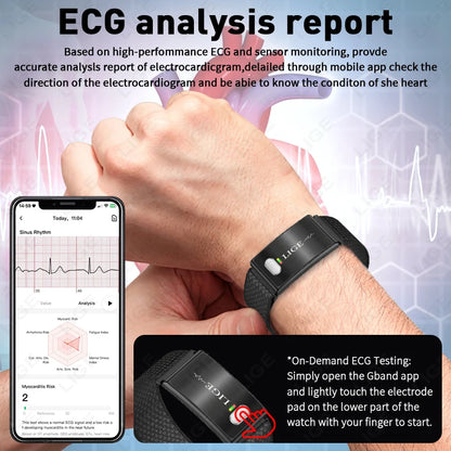 LIGE 2026 ECG+PPG Nursing Grade Smart Bracelet HRV Body Fat BMI Blood Pressure Body Temperature Men Women Health Sports Watches